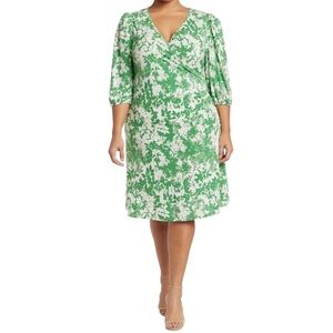 By Design Amelia Side Ruched Surplice Dress Green‎ Plus Size 3X